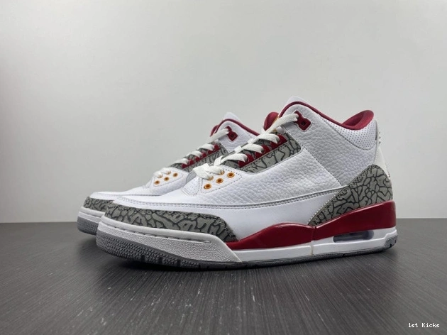 1st Kicks Jordan 3 CT8532-126 Red Cardinal Retro 0715